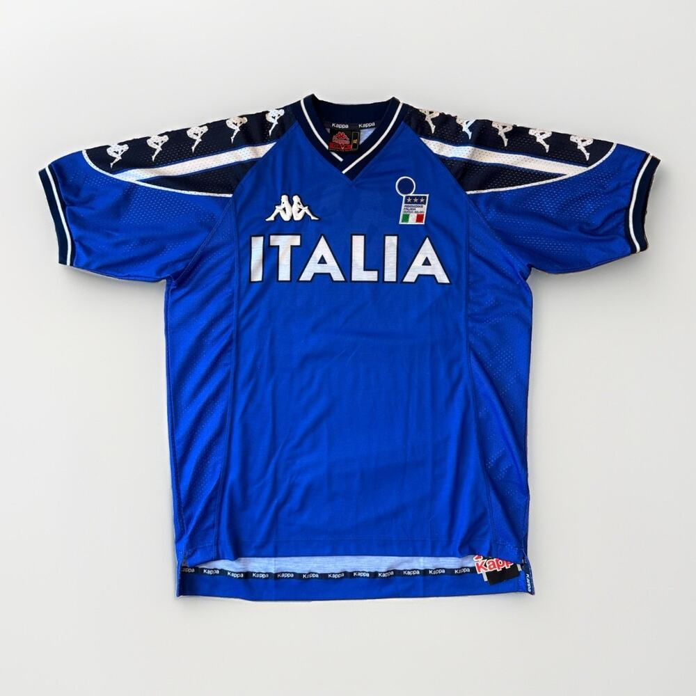 Vintage Italia Soccer Jersey XL Blue Y2K Kappa Futbol Sportswear NWT